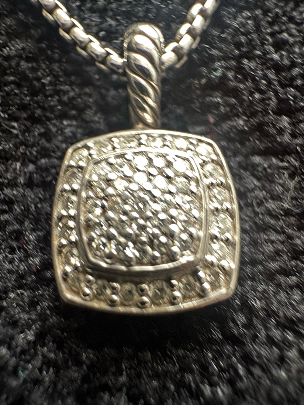Authentic David Yurman Sterling Silver and Pave Diamond Necklace